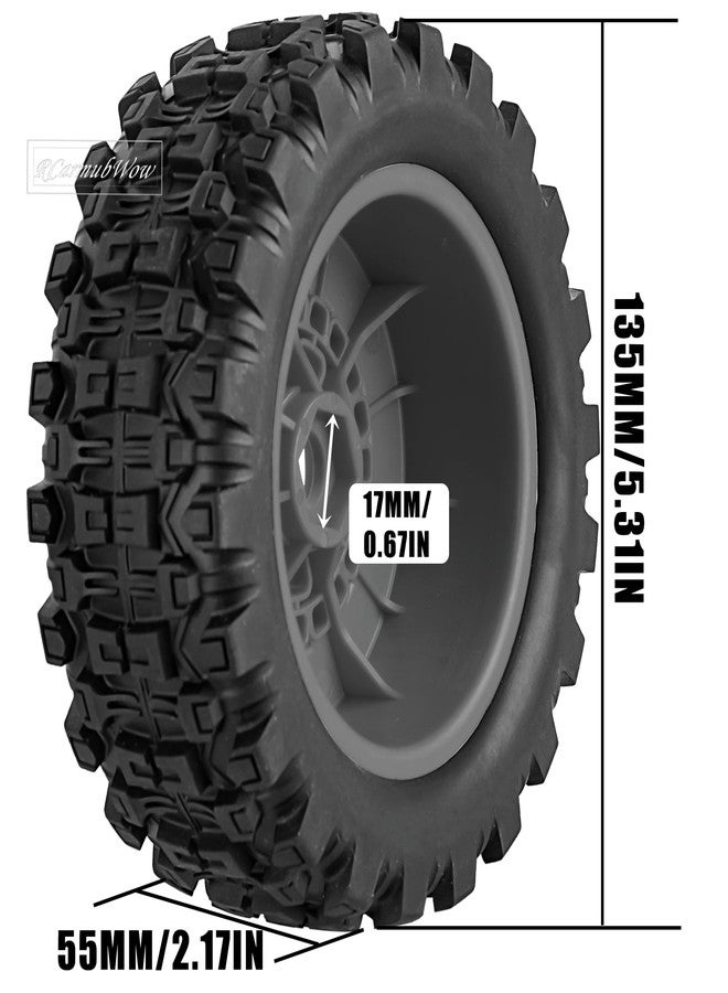 RCarmubWow RC Short Course Truck Tires Wheels for 1/7 1/8 RC Buggy Truck Car ARRM A Mojave 6S TRAXXA UDR, 17MM Adapter Wearable Off-Road Buggy Tire All Terrain Off Road Tyres,4pcs,Grey - Image 3
